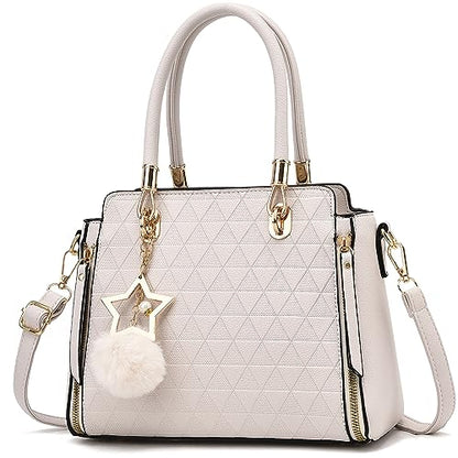 Purses and Top Handle Handbags Shoulder Bag with Pompom Purse for Ladies Travel Bag